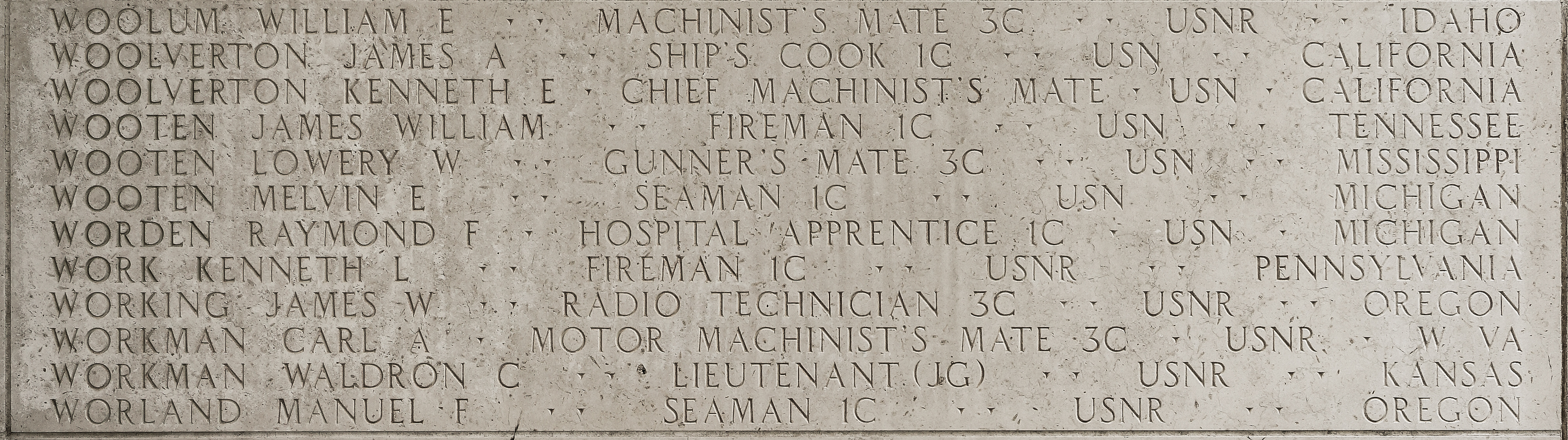 Raymond F. Worden, Hospital Apprentice First Class